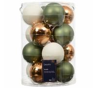 Confezione di 16 palline di Natale in vetro Mix Bianco verde e Marrone 8cm