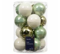 Confezione di 16 palline di Natale in vetro Mix Bianco verde Matcha e Rosmarino