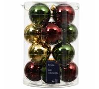 Confezione di 16 palline di Natale in vetro Mix rosso Oro verde 8cm
