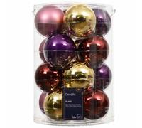 Confezione di 16 palline di Natale in vetro mix Viola rosso Oro rosa 8cm