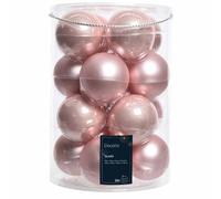 Confezione di 16 palline di Natale in vetro rosa cipria 8cm