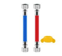 Confezione di 2 connettori flessibili in acciaio inox 304 per scaldabagni caldi e freddi, tubo di ingresso dell'acqua calda e fredda, confezione di tubi di codice colore