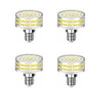 Confezione di 4 lampadine LED E14, 9 W, 88 x 2835 SMD, bianco freddo, 6000 K, 900 lumen, equivalenti a 9 lampadine alogene da 10 W, 360 gradi, 80 Ra, AC 220-240 V, non dimmerabili.