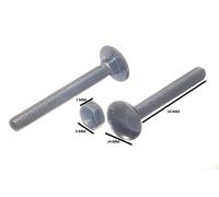 Confezione Di 48 Viti A Carrozza M10 X 50MM BZP Con Dado Completamente Filettato