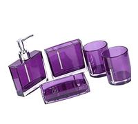 Confezione di 5 Acrilico Bagno Lavabo Con Portaspazzolino Cristallo Dispenser di Sapone Tazza Lozione Liquida Contenitore