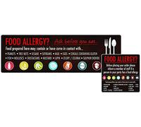 Confezione di 8 adesivi per allergie alimentari per bar, pub, ristoranti, allergeni, avviso di avvertimento