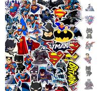 Confezione di adesivi di Batman e Superman - 45 adesivi premium impermeabili per decorazioni fai-da-te, per laptop, borracce e valigie, perfetti per diari, feste e collezioni di fan di supereroi 45 pe