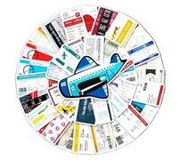 Confezione di adesivi in vinile con carta d'imbarco, biglietti di viaggio, estetici, impermeabili, per laptop, bottiglia d'acqua, valigia, skateboard, diario, 50 pezzi, per adulti