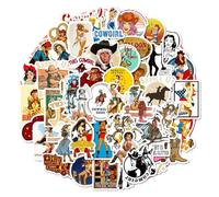 Confezione di adesivi in vinile con cowboy, deserto occidentale, vintage, estetici, da viaggio, impermeabili, 50 pezzi, per laptop, bottiglia d'acqua, valigia, skateboard, diario per adulti