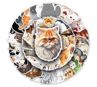 Confezione di adesivi in vinile con gatto persiano carino animale domestico Kawaii decalcomanie impermeabili per laptop bottiglia d'acqua valigia skateboard diario 50 pezzi per ragazze