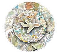 Confezione di adesivi in vinile con mappa del mondo, stile vintage, da viaggio, creativi, impermeabili, per laptop, bottiglia d'acqua, valigia, skateboard, diario, 50 pezzi, per adulti