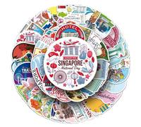 Confezione di adesivi in vinile con simbolo di viaggio di Singapore, skyline della città, estetici, impermeabili, 50 pezzi, per laptop, bottiglia d'acqua, valigia, skateboard, diario per adulti