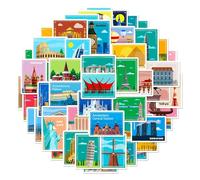 Confezione di adesivi in vinile da viaggio, punto di riferimento del mondo, poster vintage, estetici, impermeabili, 50 pezzi, per laptop, bottiglia d'acqua, valigia, skateboard, diario per adulti