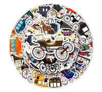 Confezione di adesivi in vinile per auto con carrozza, graffiti, da viaggio, impermeabili, per laptop, bottiglia d'acqua, valigia, skateboard, diario, auto, 50 pezzi, per adolescenti e adulti