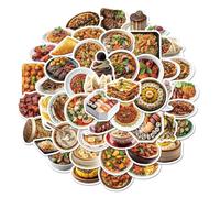 Confezione di adesivi in vinile realistici per ricette alimentari cinesi fai da te tema di cucina decalcomanie impermeabili per diario notebook laptop 50 pezzi per adulti adolescenti