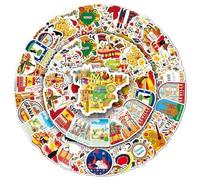 Confezione di adesivi in vinile Spagna, punto di riferimento di viaggio, paesaggi cittadini, estetici, impermeabili, per laptop, bottiglia d'acqua, valigia, skateboard, diario, 50 pezzi per adulti