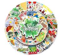 Confezione di adesivi in vinile Vietnam viaggio punto di riferimento scenario estetico decalcomanie impermeabili per laptop bottiglia d'acqua valigia skateboard diario 50 pezzi per adulti