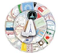 Confezione di adesivi in vinile vintage con francobolli da viaggio, estetici, impermeabili, 50 pezzi, per laptop, bottiglia d'acqua, valigia, skateboard, diario per ragazzi