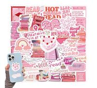 Confezione di adesivi Smutty Bookish - 50 adesivi in vinile rosa per amanti dei libri per, laptop, telefono, skateboard, bottiglia d'acqua e bagagli, adesivi