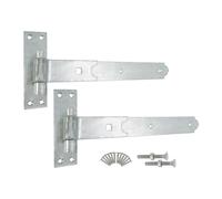 Confezione di cerniere a fascia e gancio dritto da 310 mm, zincate, resistenti, kit di montaggio per cancelli da giardino in legno
