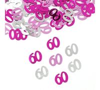 Confezione di decorazioni per feste, 15 g, figure digitali, 16, 18, 30, 40, 50, 60, coriandoli, numeri da spargere per la tavola, decorazioni metallizzate (60 rosa)