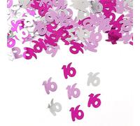 Confezione di decorazioni per feste, 15 g, figure digitali, 16, 18, 30, 40, 50, 60, coriandoli, numeri da spargere per la tavola, decorazioni metallizzate (16 rosa)