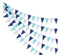 Confezione di decorazioni per feste, colore blu navy, bianco e argento, per feste, triangolari, bandierine per compleanno, nautico, ahoy, ancora, pirata, forniture a tema pirata (blu argento)