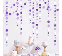 Confezione di decorazioni per feste, colore viola e bianco, per compleanni, matrimoni, feste nuziali, in carta, ghirlanda d'amore, lavanda da appendere con foglie di polka, 3,1 m