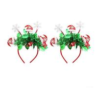 Confezione di due fasce decorative natalizie con motivo fiocco di neve e cappello di Babbo Natale, fascia elastica per una vestibilità comoda alle feste e occasioni a tema su
