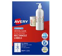 Confezione di etichette rettangolari Avery Crystal Clear da 96 x 50,8 mm, adesiv