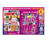 Confezione di lancio La Lega 2025-2026, Album LaLiga EA Sports con 5 buste (40 cromos), Rivista Juugon, Collezione Ufficiale di Cromos Panini, Carte Collezionabili per bambini, Regalo