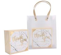 Confezione di Nozze in Legno Borsa per Imballaggio di Caramelle Squisite in PVC Accessorio per Festa di Compleanno 2 Set Confezione di Nozze Borsa per (marmo oro bianco)