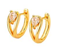 Confezione di orecchini da donna a cerchio con borchie a forma di goccia d'acqua e D, elegante struttura in oro con pietra scintillante, ideali per tutti i giorni e per lo styling, Misura unica, Rame