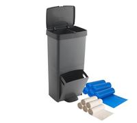 Confezione di pattumiera riciclaggio rifiuti 70 l, vertici 2 scomparti 76 cm. Include 150 sacchetti adattati 30 l + 10 l