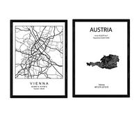 Confezione di poster e monumenti paesi. L'Austria e Vienna mappa della città. formato A4