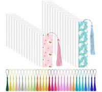 Confezione di segnalibri fai da te a trasferimento termico, 30 etichette a sublimazione in MDF con nappe colorate, forniture artigianali personalizzate per vacanze ed eventi speciali