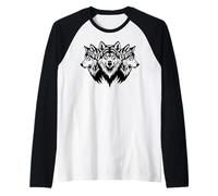 Confezione di Tre Teste di Lupi Animali Amanti del Lupo Regali Maglia con Maniche Raglan