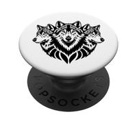 Confezione di tre teste di lupi animali amanti del lupo regali PopSockets PopGrip Adesivo