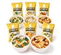 Confezione Di Varietà Zuppe Istantanee A 6 Gusti (60 Confezioni) - Gocce Uova Alghe Liofilizzate E Zuppa Funghi Vegetali, Porzione Singola Da 8 G, Pronta In 30 Anni