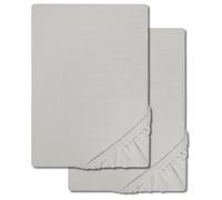 Confezione doppia CloudComfort Basic, lenzuolo elastico in jersey grigio argento 120 x 200 cm (2 pezzi), silber grau