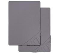 Confezione doppia CloudComfort Basic, lenzuolo elastico in jersey grigio scuro 120 x 200 cm (2 pezzi), dunkelgrau