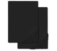 Confezione doppia CloudComfort Basic, lenzuolo elastico in jersey nero 120 x 200 cm (2 pezzi), schwarz