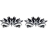 Confezione doppia con glitter per il viso, gemme, adesivi con strass, per festival, glitter e makeup BFG34, nero