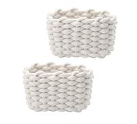 Confezione Doppia di Cestini per Pannolini, Piccoli Intrecciati in Morbido Cotone, Quadrati per Bagno e Trucco, Mini Bianchi