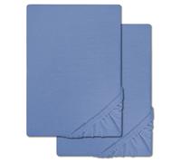 Confezione doppia di lenzuola CloudComfort Basic in jersey stretch blu 180 x 190 - 200 x 200 cm (2 pezzi), blau