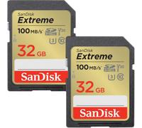 Confezione doppia scheda di memoria SanDisk Extreme SDHC UHS-I C10 da 32 GB