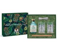 Confezione Gin Mazzetti, 500ml, con 2 Bicchieri Tiki, 2 Sottobicchieri, Jigger e Cannucce in Metallo