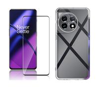 Confezione guscio TPU trasparente e protezione schermo completo vetro temperato nero per OnePlus 11 / One Plus 11 5G - XEPTIO - Nouvo