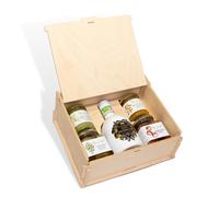 Confezione In Legno Olio e Sottoli Abbinati Cesto Regalo Gastronomico