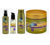 Confezione lisciante per capelli ribelli | Maschera, Shampoo, Siero, Idrocrema | Serie Liss Frizz Control Deliplus [4 Prodotti]